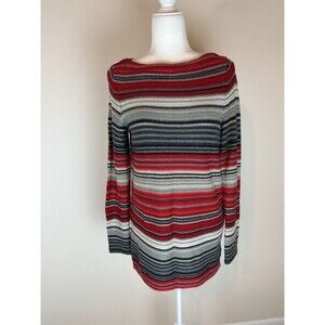 Lauren Ralph Lauren M Sweater Pullover Western Aztec Tribal Red Tunic Cotton